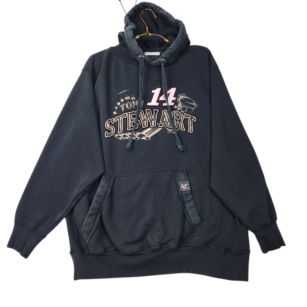 Chase Authentics Nascar Mens Size Large Faded Black Tony Stewart Pullover Hoodie